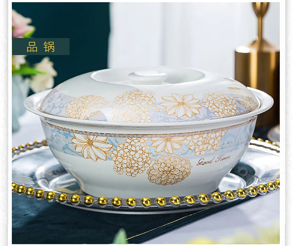 HOONRA High-Grade Dessert Soup Ceramic Dinner Plate Set Food Dessert Tableware Dishes Rice Salad Pasta Bowl Kitchen Cookware Set