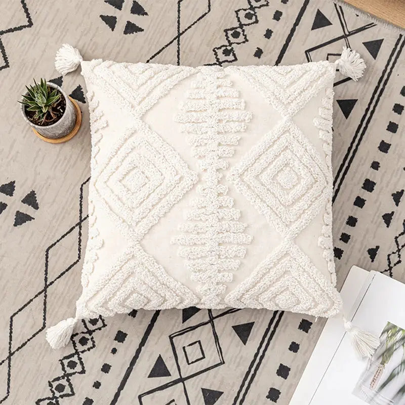 Soft Ivory Loop Pillow Cover Vakasi