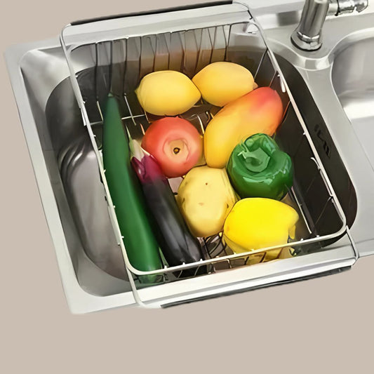 1pc Telescopic Stainless Steel Kitchen Sink Drain Basket Fruits and Vegetables Dish Sponge Drying Storage Rack Kitchen Supplies